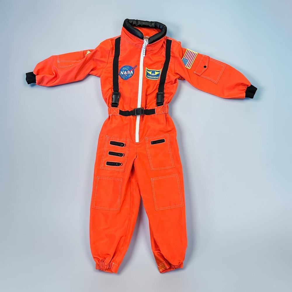 Aeromax Kids NASA Astronaut Flight Suit Orange Costume Jumpsuit Size 6-8